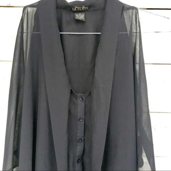 LA CLASS CHIFFON BUTTON DOWN BLOUSE - Picture 3 of 8